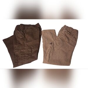 GAP Kids Pants Bundle Size 5 Brown Cargo & Plaid Pull-On Pants